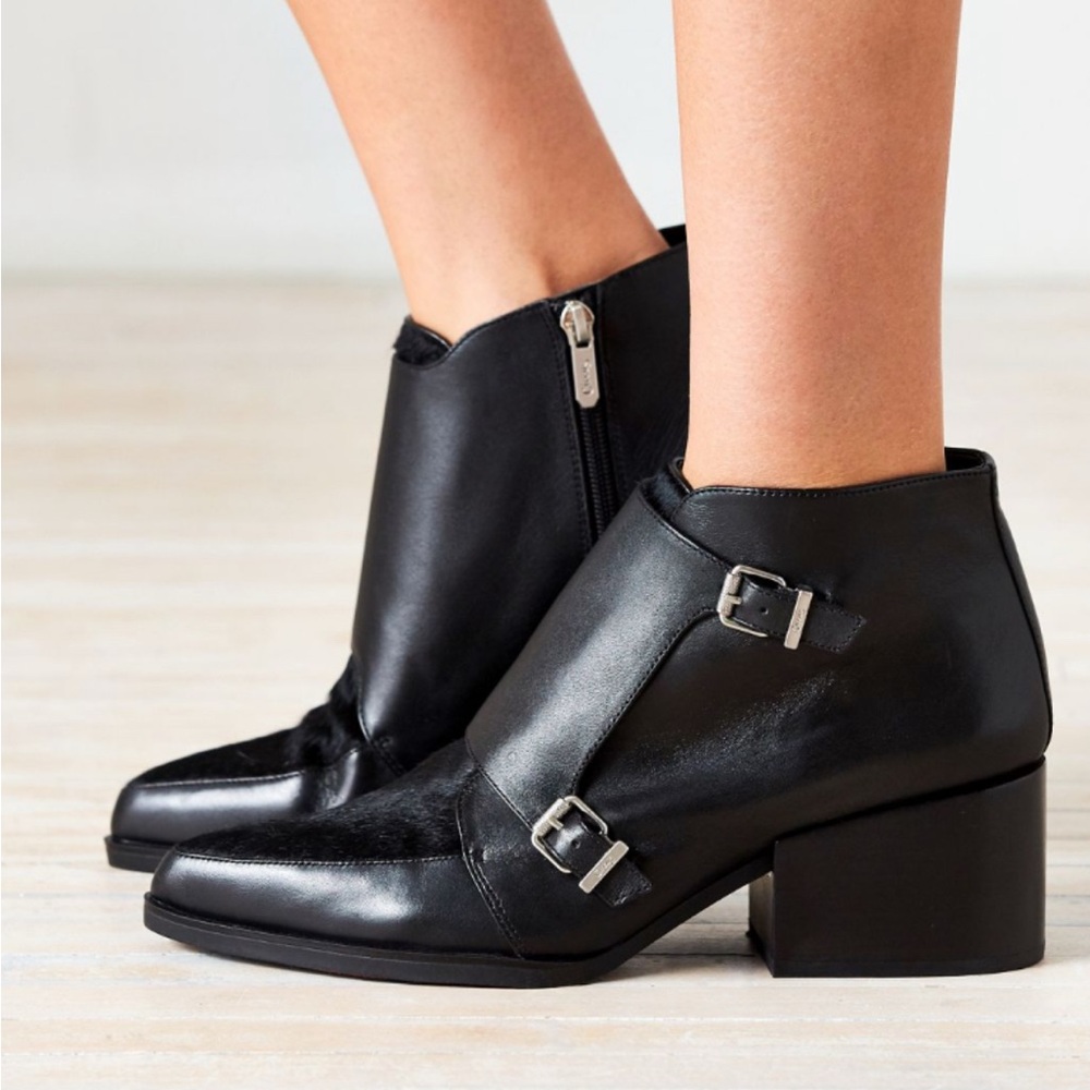 Sam Edelman Circus Reese Monk Stylish Black Strap Ankle Boots, Size 8